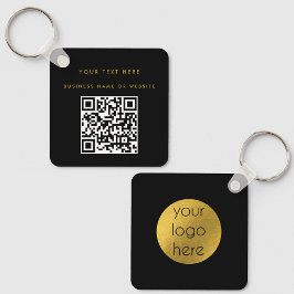 Llavero Código QR Logotipo comercial Oro negro Minimalista