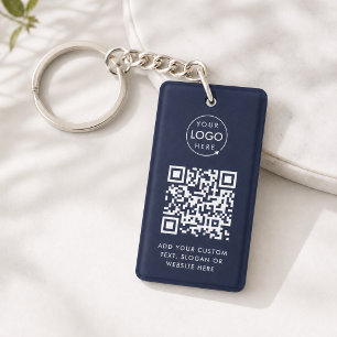Llavero Código QR   Logotipo empresarial azul marino profe
