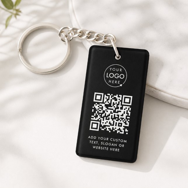 Llavero Código QR | Logotipo Empresarial Moderno N (Versatile editable keychain template with interactive QR code & your business logo)