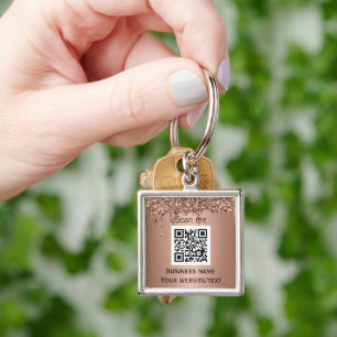 Llavero Código QR Logotipo profesional Rosa de oro