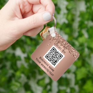 Llavero Código QR Logotipo profesional Rosa de oro
