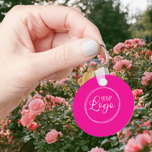 Llavero Código QR minimalista rosa y blanco