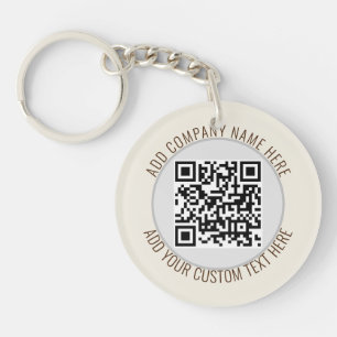 Llavero Código QR Minimalista Simple Gris Redondo Presupue