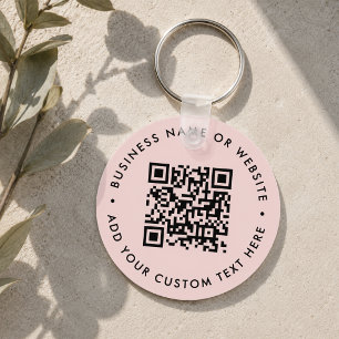 Llavero Código QR Moderna ronda rosa Rubor Business