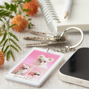Llavero Código QR moderno personalizado de 4 Collages de f