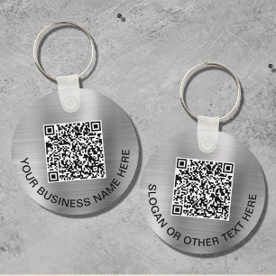 Llavero Código QR moderno promocional plateado