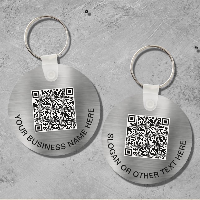 Llavero Código QR moderno promocional plateado (Subido por el creador)