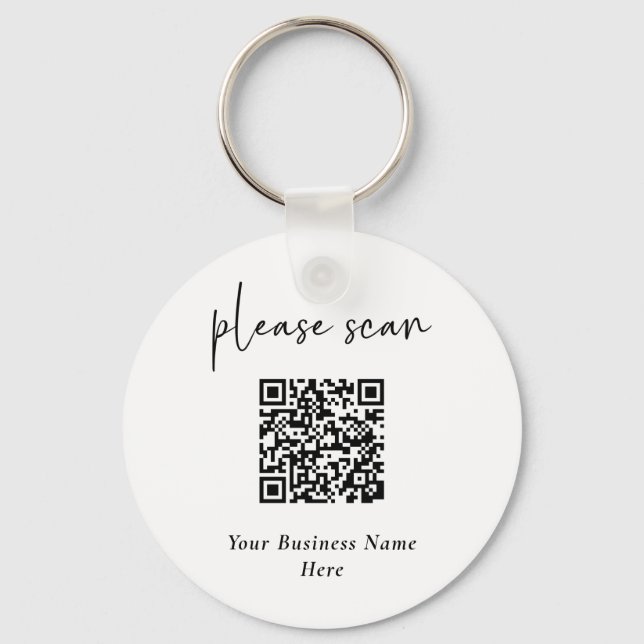 Llavero Código QR moderno simple con nombre de negocio (Anverso)