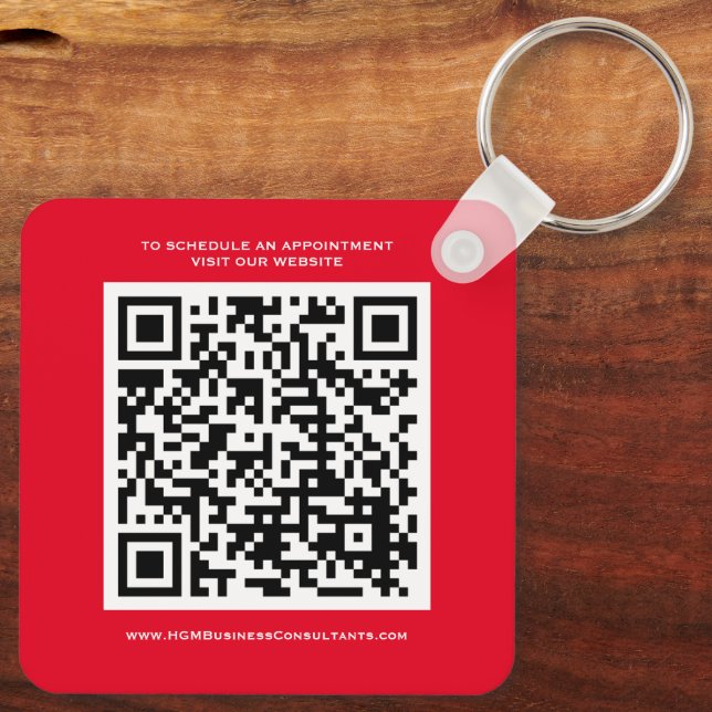Llavero Código QR Monograma comercial Rojo Blanco Negro (Reverso )