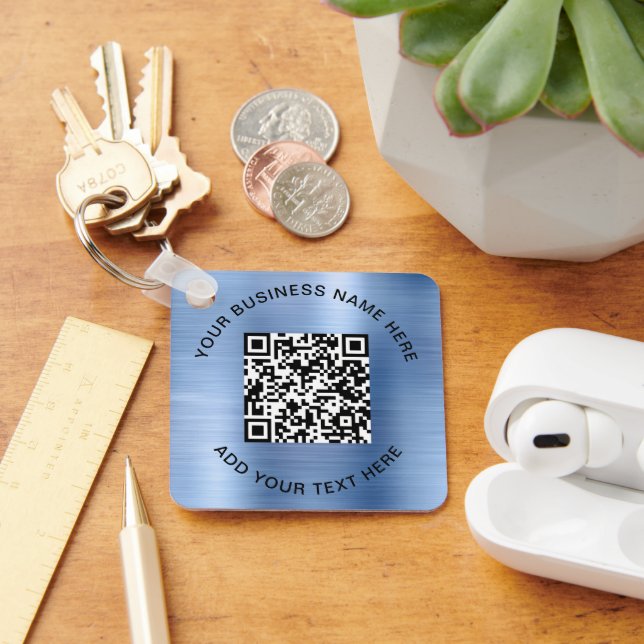 Llavero Código QR o logotipo azul promocional (Escritorio )