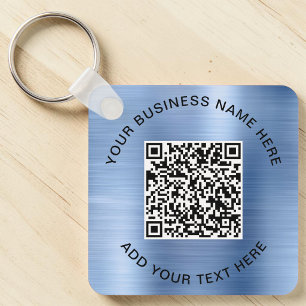 Llavero Código QR o logotipo azul promocional