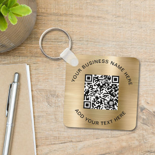 Llavero Código QR o logotipo de oro promocional