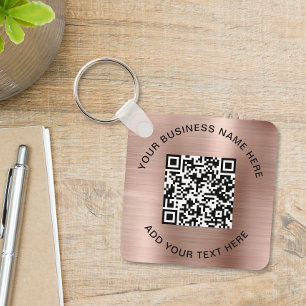 Llavero Código QR o logotipo de oro Rosa promocional