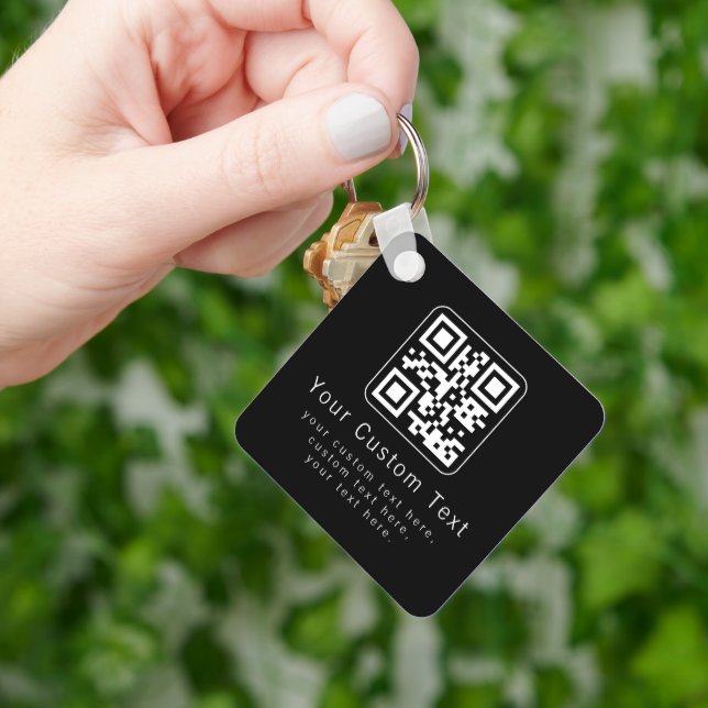 Llavero Código QR personalizable y plantilla de texto edit (Mano)