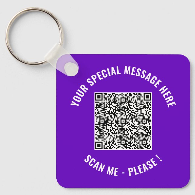 Llavero Código QR personalizado y cadena de claves de text (Anverso)
