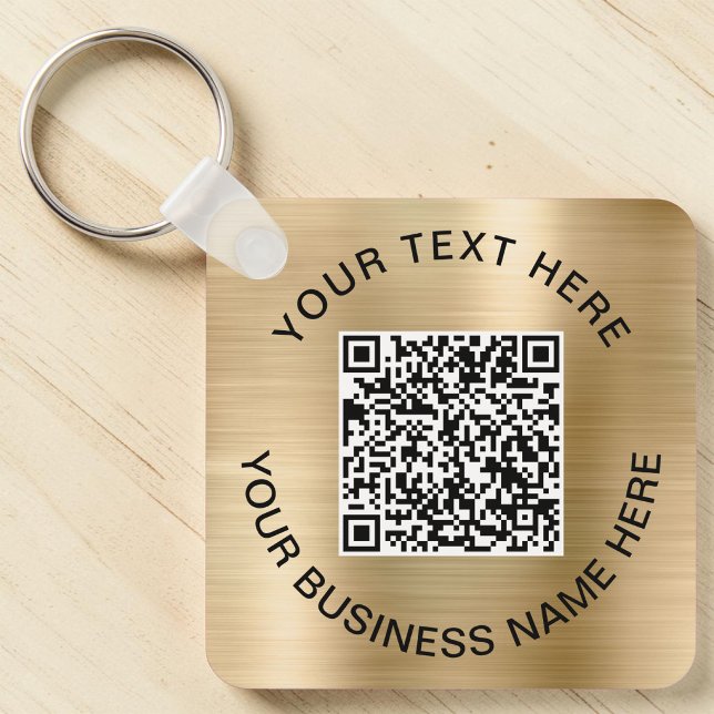 Llavero Código QR Promocional Oro (QR Code Promotional Gold Keychain)