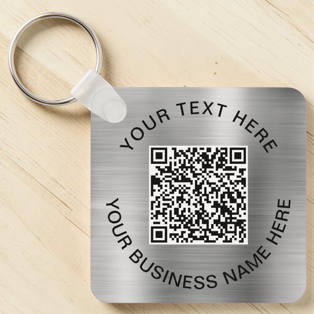 Llavero Código QR Promocional Plateado (QR Code Promotional Silver Keychain)