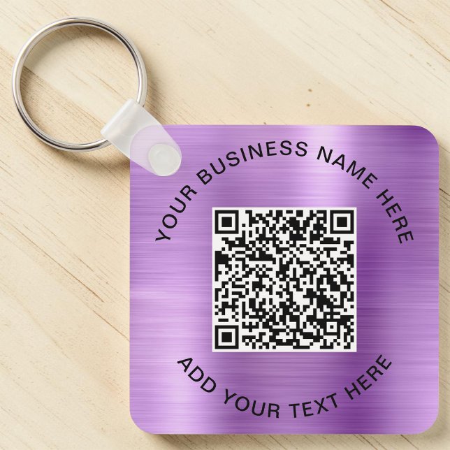 Llavero Código QR Promocional Púrpura (QR Code Promotional Purple Keychain)