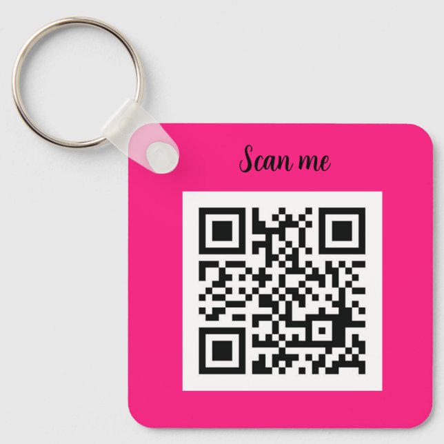 Llavero Código QR Rosa Caliente Elegante Negocio (Anverso)