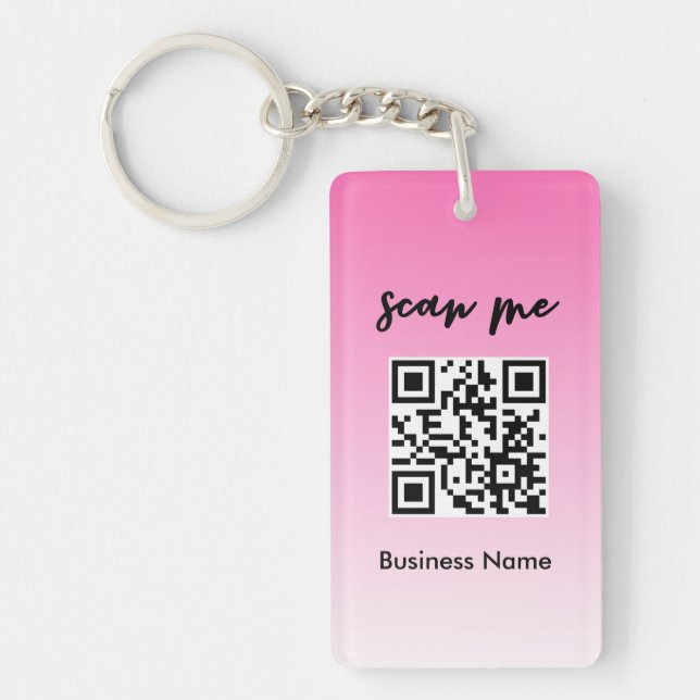 Llavero Código QR rosa - Logotipo de la tarjeta de visita (Frente)