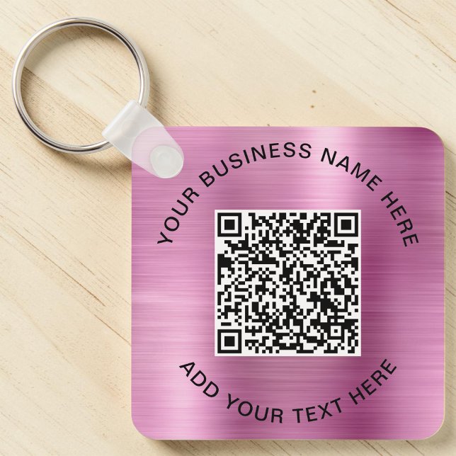 Llavero Código QR Rosa Promocional (Promotional Pink QR Code Keychain)
