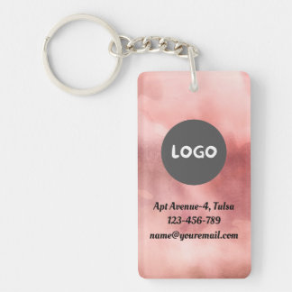 Llavero Código QR Rosa y logotipo comercial de doble cara
