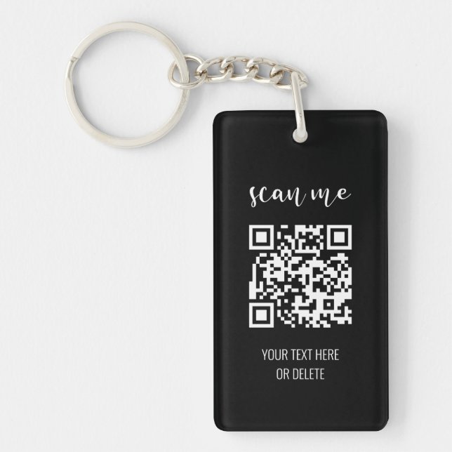 Llavero Código QR simple en blanco y negro (Frente)