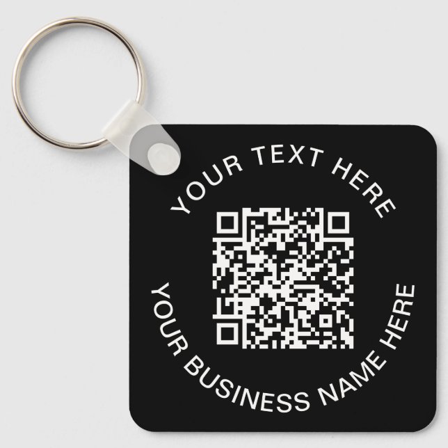 Llavero Código QR simple promocional negro (Anverso)
