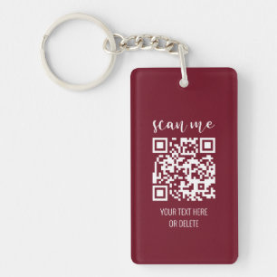 Llavero Código QR Tu Logotipo Burgundy Business