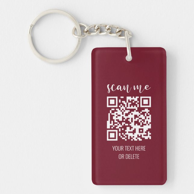 Llavero Código QR Tu Logotipo Burgundy Business (Frente)