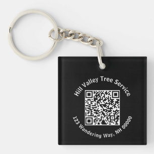 Llavero Código QR y texto en negro y blanco para negocios