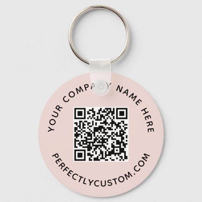 Llavero Código QR y texto personalizado de color rosa (Anverso)