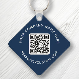 Llavero Código QR y texto personalizado de doble cara azul
