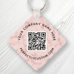 Llavero Código QR y texto personalizado mármol rosa de dob<br><div class="desc">Cadena de teclas de doble cara con tu código QR y texto personalizado sobre un fondo de mármol rosa claro y de color rosa. Cambiar fuentes y colores de fuente,  mover y cambiar el tamaño de los elementos con la herramienta de diseño.</div>