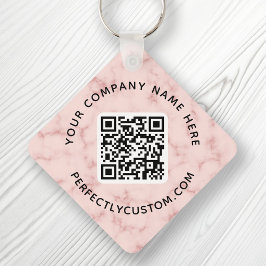 Llavero Código QR y texto personalizado mármol rosa de dob