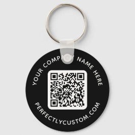 Llavero Código QR y texto personalizado redondo negro