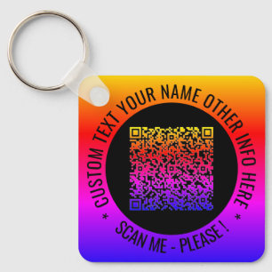 Llavero Código QR y texto Personalizado su cadena de clave