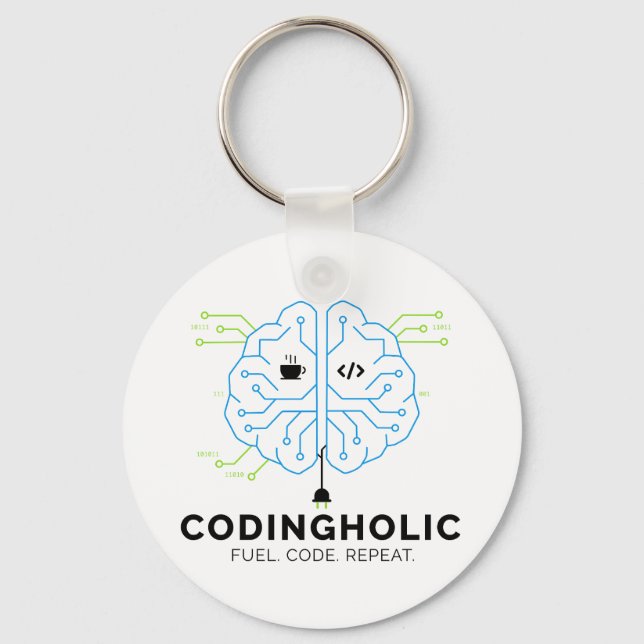 Llavero Codingholic Cerebro Tecnológico Programador  (Anverso)