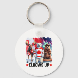 Llavero Codos Arriba Bandera de Canadá Hockey Funny Beaver
