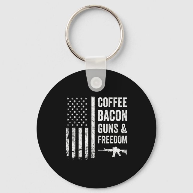 Llavero Coffee Bacon Guns &amp; Dom - Bbq Grill Funny Gun  (Anverso)
