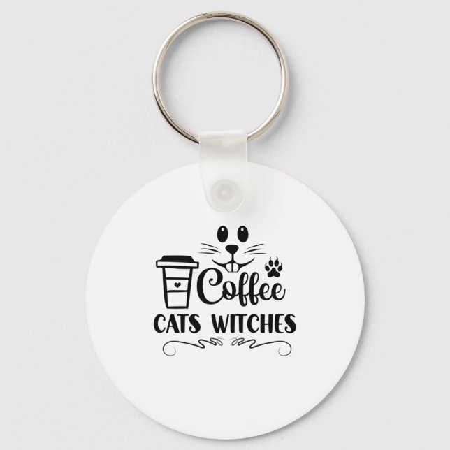 Llavero Coffee de Halloween Cats Witts Cumpleaños (Anverso)