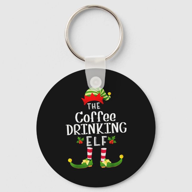 Llavero Coffee Drinking Christmas Elf Matching Pajama X-ma (Anverso)