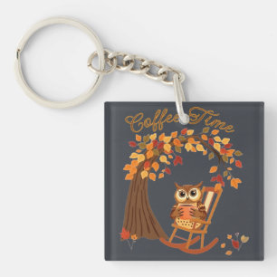 Llavero Coffee Time Owl Cae Diseño Temático