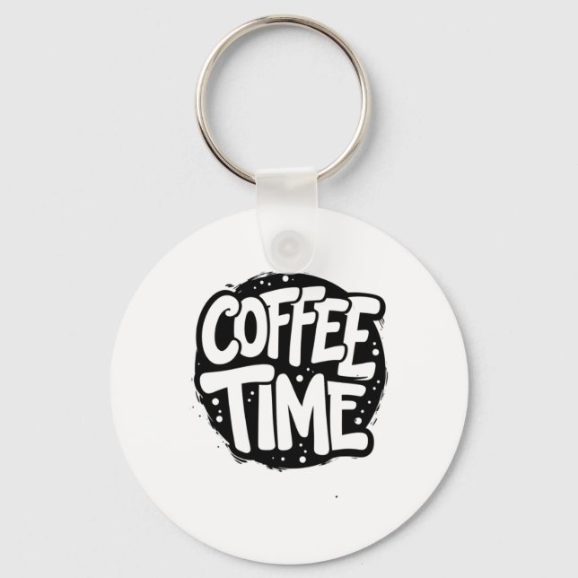 Llavero Coffee Time - Pegatina audaz de tipografía escrita (Anverso)