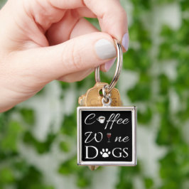 Llavero Coffee Wine Dogs Keychain Metalizado