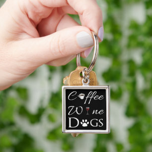 Llavero Coffee Wine Dogs Keychain Metalizado