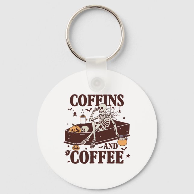 Llavero Coffins Y Coffee Funny Skeleton Halloween (Anverso)