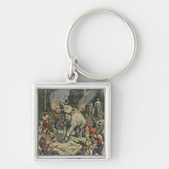 Llavero Cogida de un elefante blanco en Tailandia (Frente)