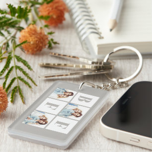Llavero Colage de fotos de 3 mejores amigas gris