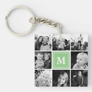 Llavero Colage de fotos familiares con monograma Mint
